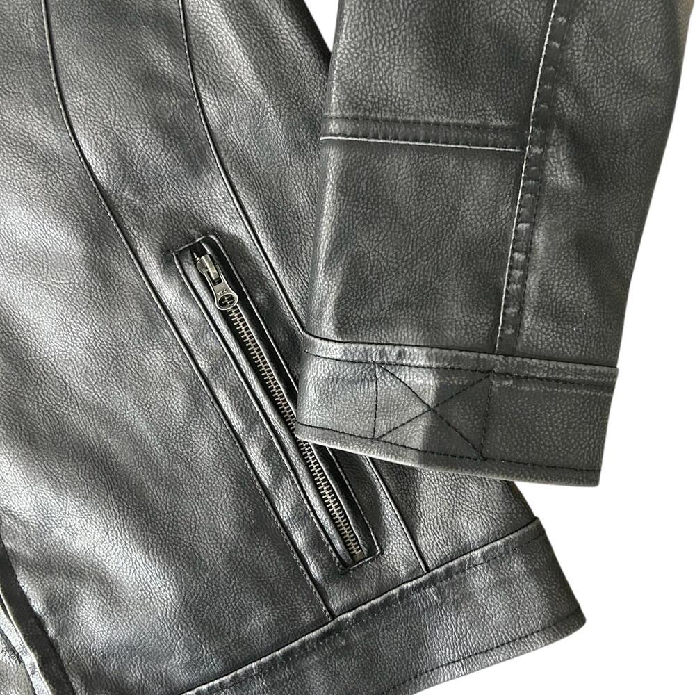 KENNETH COLE Vintage Mens M/L Black Bomber Moto Jacket w/ Zip-Out Fleece Hood - Picture 8 of 9